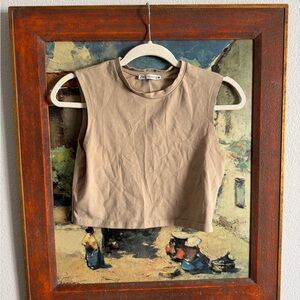 Zara Tan Sleeveless Crop Top